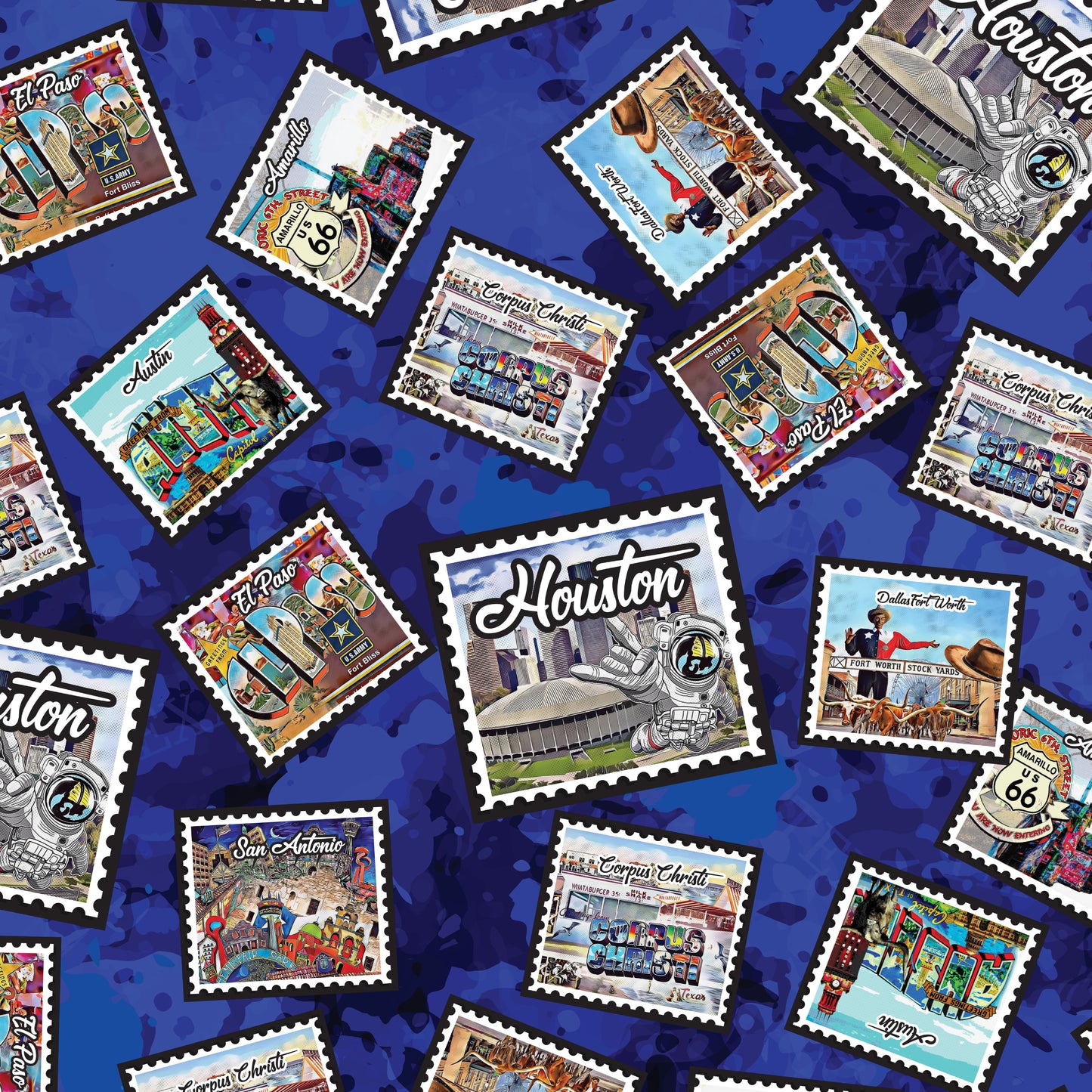 Copperfield Bowl Stamps Blue
